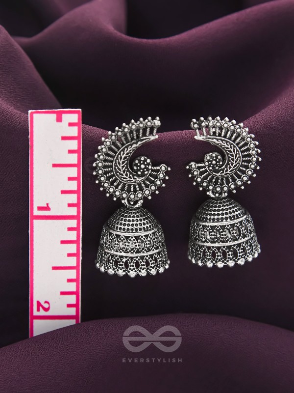 The Sterling Shell- Oxidised Jhumka Earrings