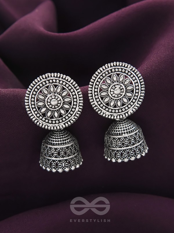 The Sun Glare- Oxidised Jhumka Earrings