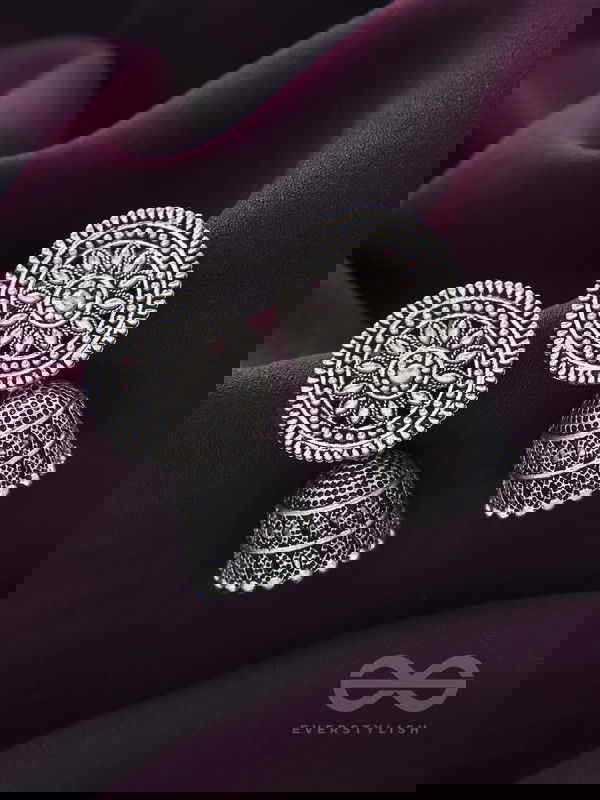 The Sun Glare- Oxidised Jhumka Earrings