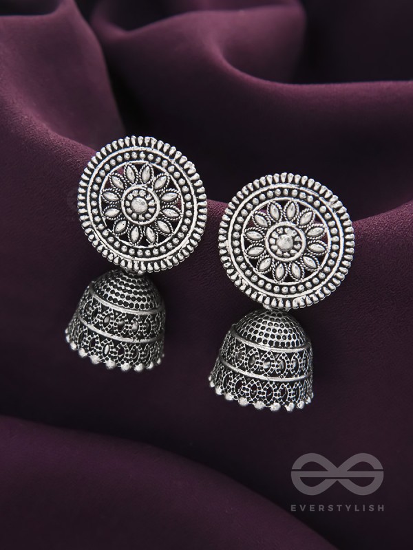 The Sun Glare- Oxidised Jhumka Earrings