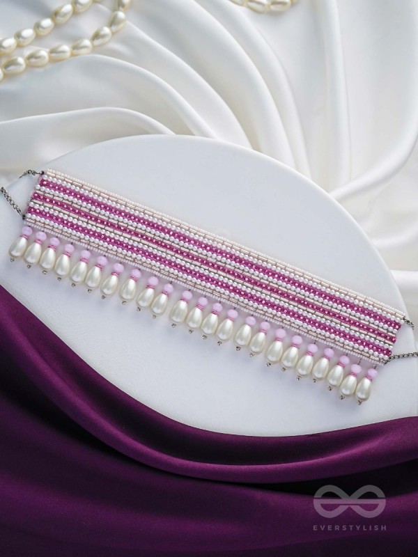 Aneeka- The Colorful Lanes- Pearl and Glass Beads Embroidered Choker Necklace