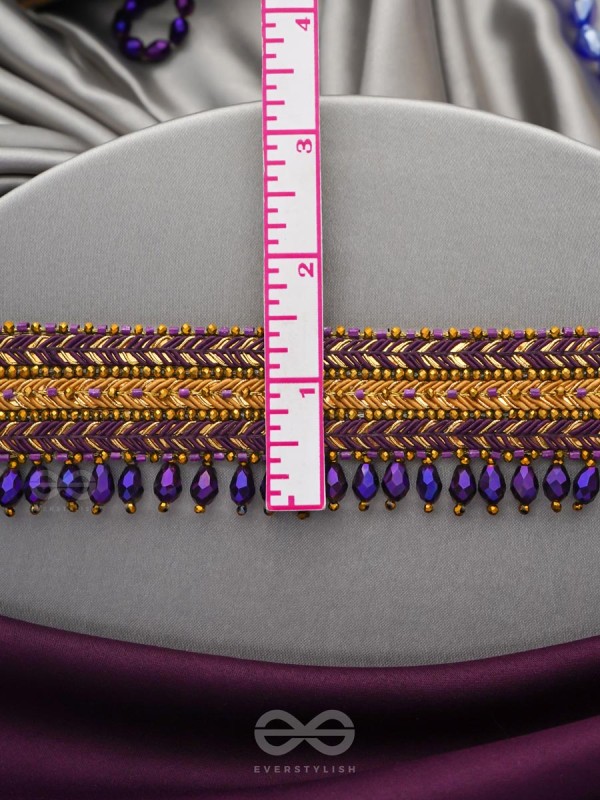 Aktaa- The Night Sky- Glass Beads and Lace Embroidered Choker Necklace