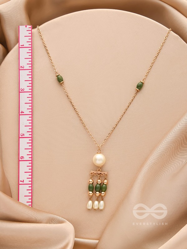Jade N Ivory- Golden Embellished Necklace With Anti-Tarnish Coating 
