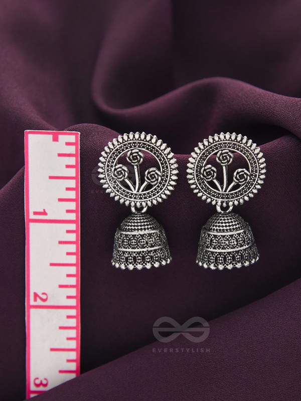 In Full Bloom- Oxidised Jhumka Earrings