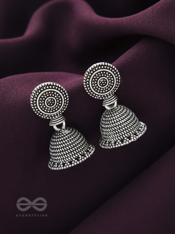 The Spotted Sun- Oxidised Jhumka Earrings