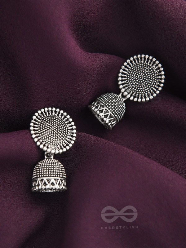The Blazing Sunbeams- Oxidised Jhumka Earrings