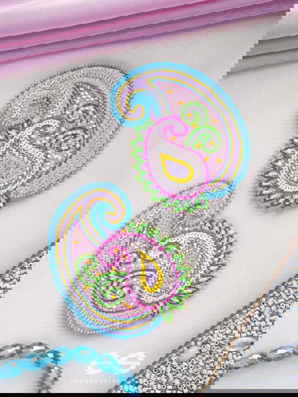 Dhavala- The Beautiful- Resham and Sequins Embroidered Earrings