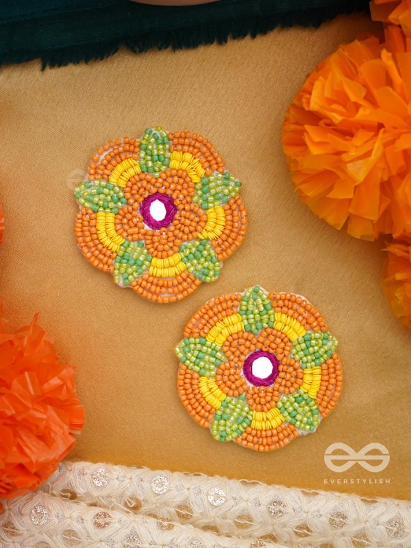 Maneeka- The Beautiful Bloom- Mirror and Resham Embroidered Earrings