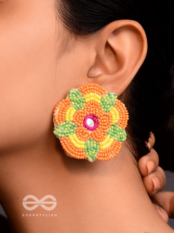 Maneeka- The Beautiful Bloom- Mirror and Resham Embroidered Earrings
