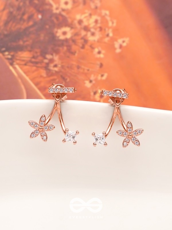 The Blossoming Vine- Golden Stud CZ Ear-Jackets
