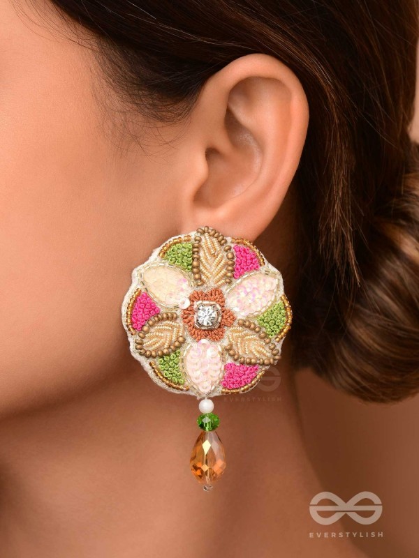 Vaarksha- The Colorful Forest- Resham, Sequins and Beads Embroidered Earrings