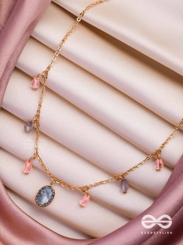 The Crystal Hail- Golden Embellished Necklace With Anti-Tarnish Coating