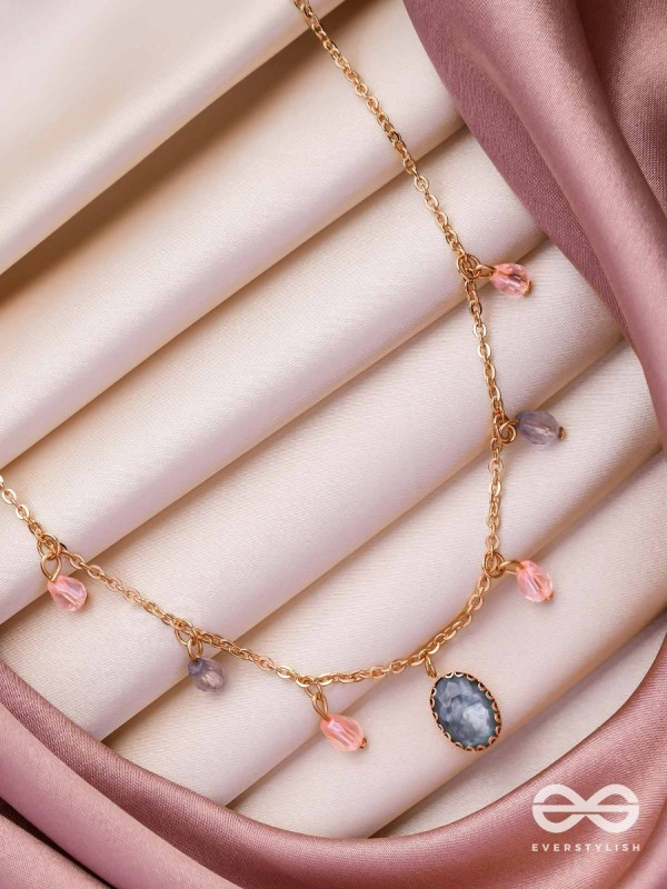 The Crystal Hail- Golden Embellished Necklace With Anti-Tarnish Coating