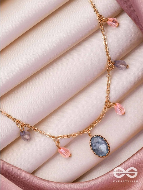 The Crystal Hail- Golden Embellished Necklace With Anti-Tarnish Coating