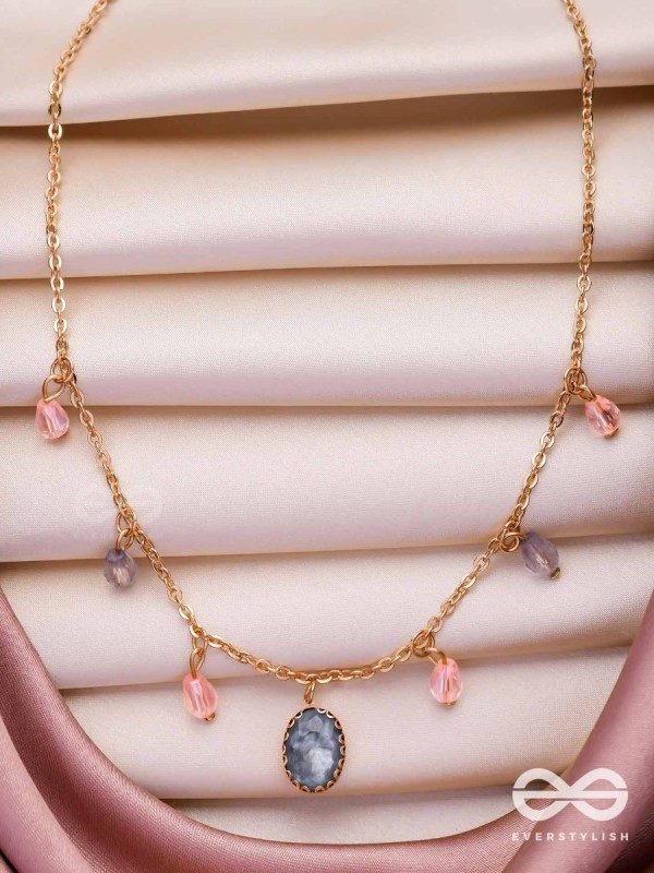 The Crystal Hail- Golden Embellished Necklace With Anti-Tarnish Coating