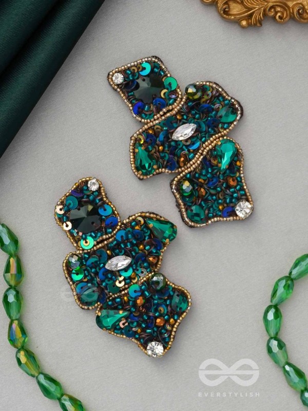 Dhvaanta- The Night Sky- Stone and Sequins Embroidered Earrings