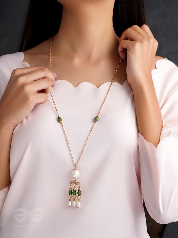 Jade N Ivory- Golden Embellished Necklace With Anti-Tarnish Coating 