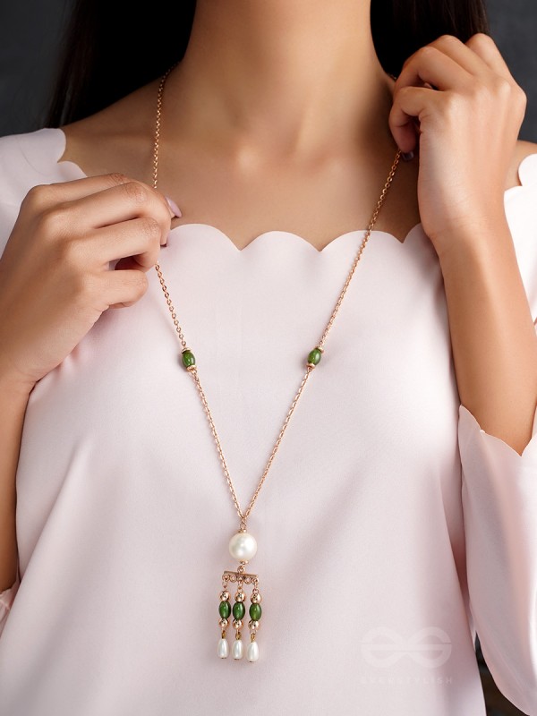 Jade N Ivory- Golden Embellished Necklace With Anti-Tarnish Coating 