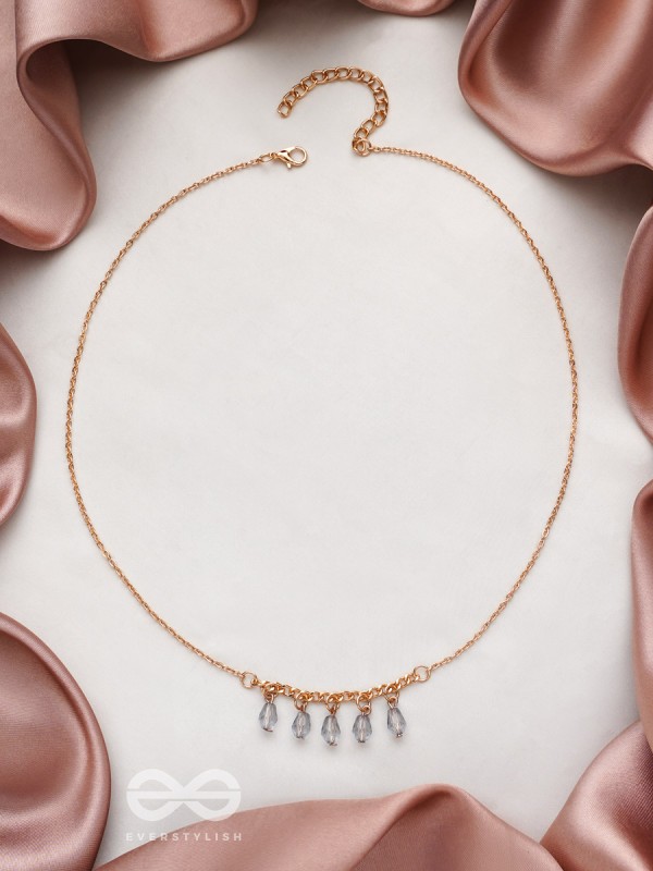 The Dripping Rain- Golden Embellished Necklace With Anti-Tarnish Coating 