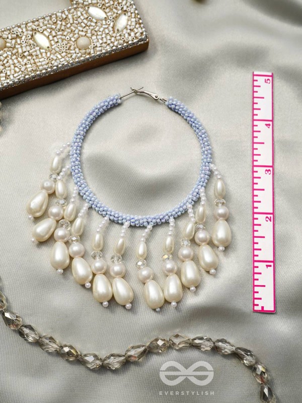 Mihika- The Splendid Snow- Pearls and Beads Embroidered Earrings