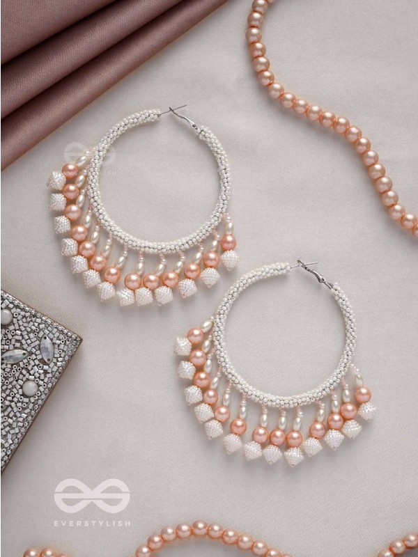 Kairavi- The Pristine Moonlight- Pearls and Beads Embroidered Earrings