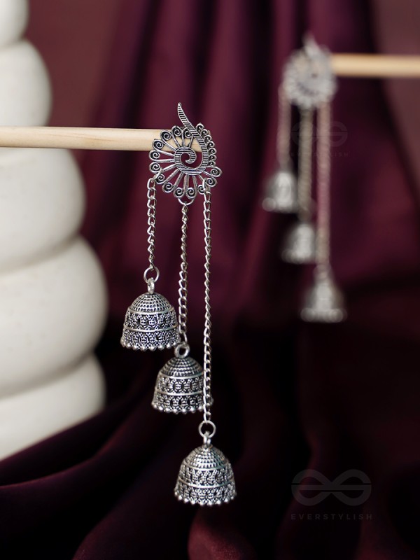 The Dusky Trinity- Oxidised Jhumka Earrings
