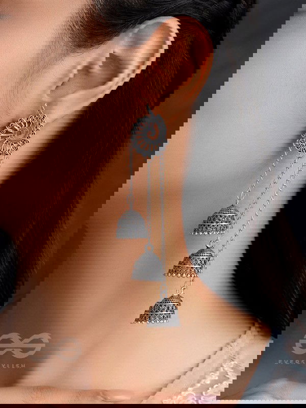 The Dusky Trinity- Oxidised Jhumka Earrings