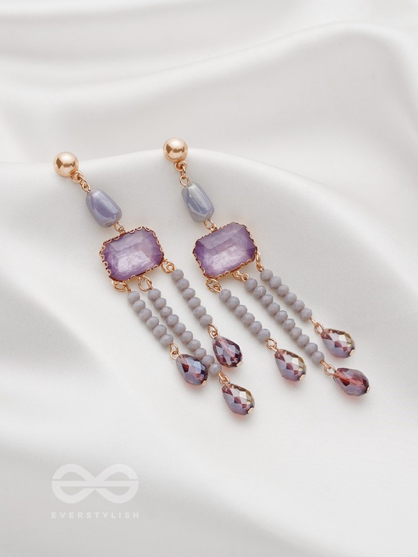 The Wine Drizzle- Golden Embellished Earrings