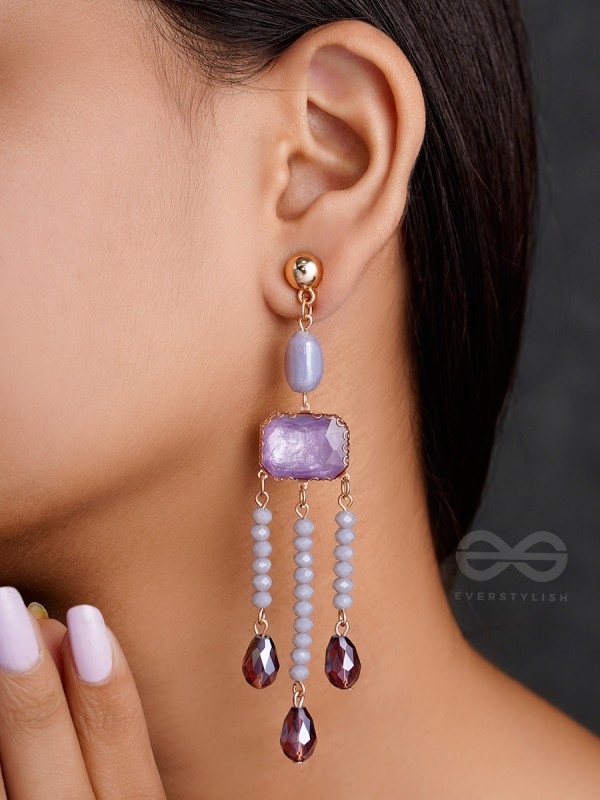 The Wine Drizzle- Golden Embellished Earrings