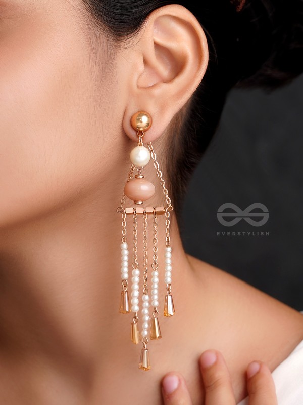 The Bermuda Triangle- Golden Embellished Earrings