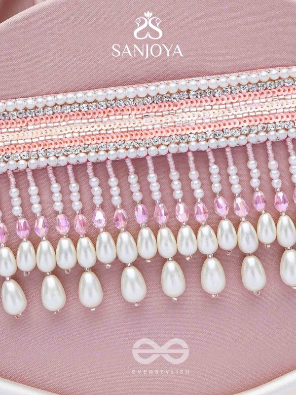 Avasya - The Dew Drops - Beads, Sequins And Pearl Drops Hand Embroidered Choker Neckpiece