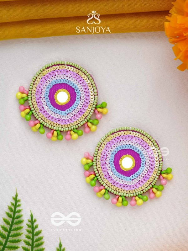 Dhriti- The Mythical Garden- Mirror, Resham and Sequins Embroidered Earrings