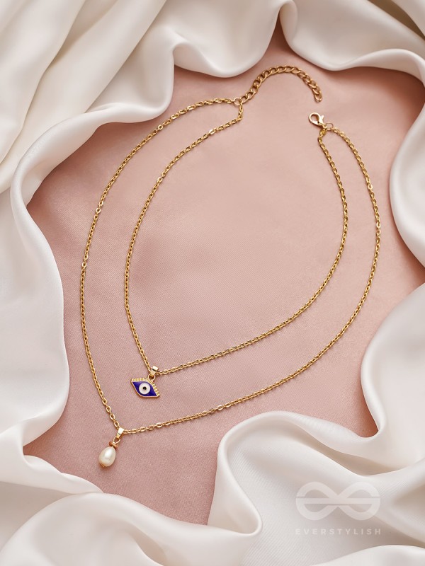 The Eye Candy- Golden Embellished Necklace With Anti-Tarnish Coating 