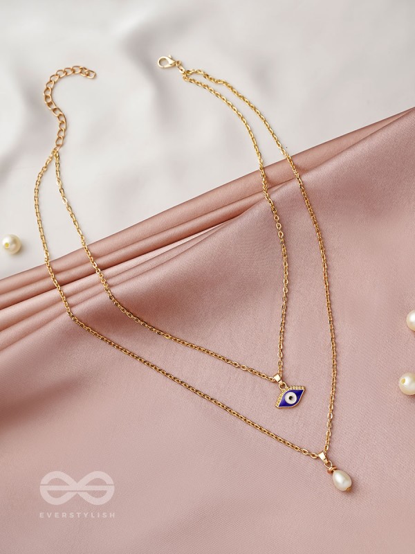 The Eye Candy- Golden Embellished Necklace With Anti-Tarnish Coating 