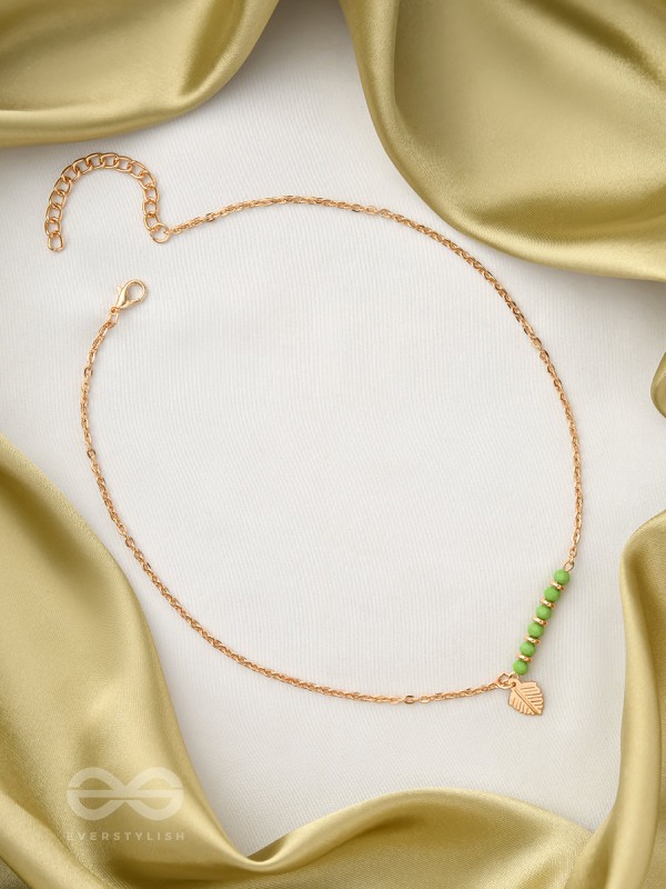 The Fig Leaf- Golden Embellished Necklace With Anti-Tarnish Coating 