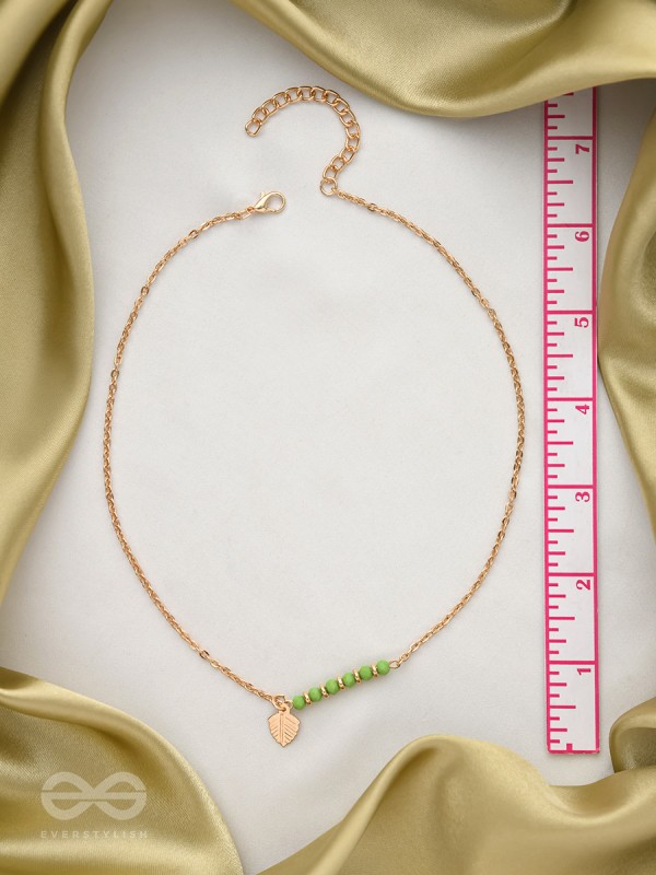 The Fig Leaf- Golden Embellished Necklace With Anti-Tarnish Coating 