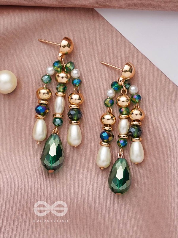The Ever'green' Beauty- Golden Embellished Earrings