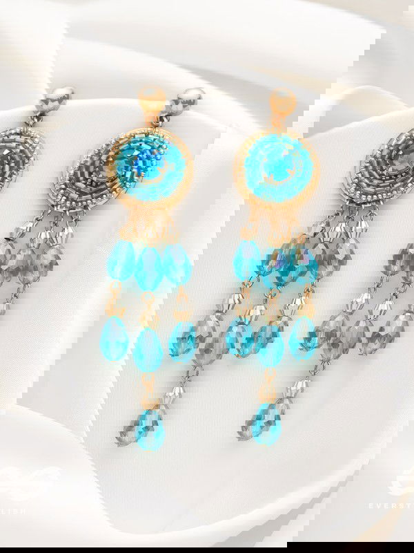 The Elixir Rain- Golden Embellished Earrings