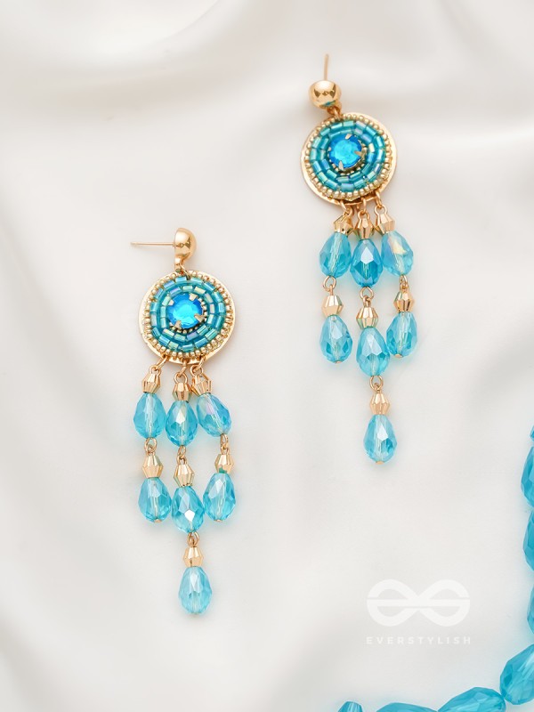 The Elixir Rain- Golden Embellished Earrings