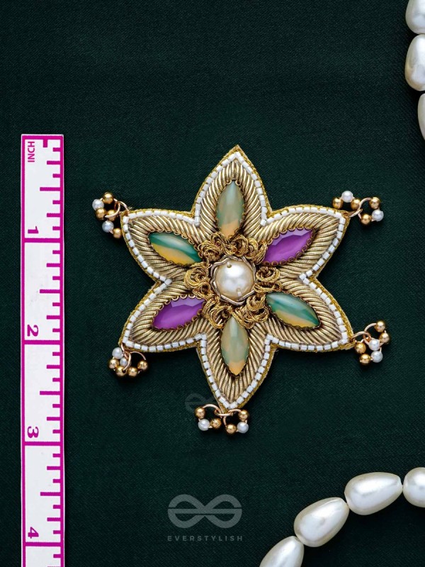 Kuvalya- The Colorful Bloom- Pearls and Stones Embroidered Earrings