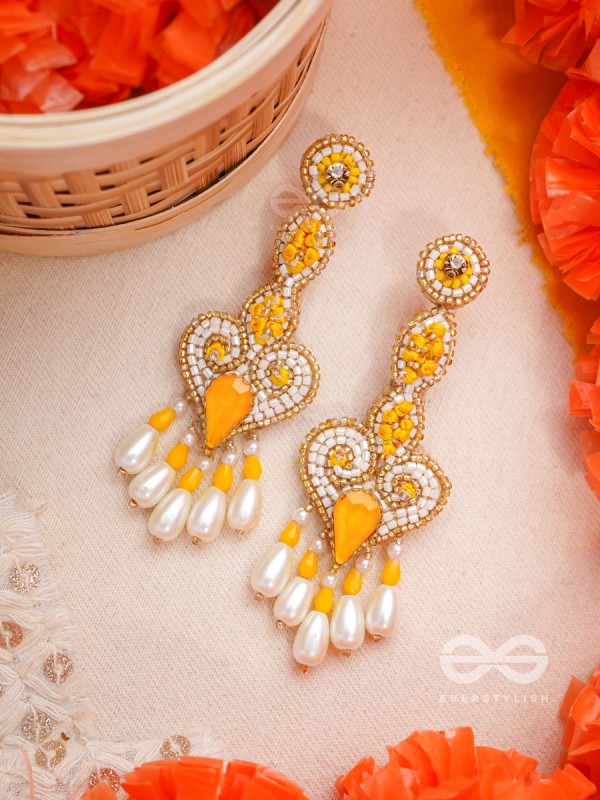 Aatapya- The Glorious Sunshine- Pearls and Stones Embroidered Earrings