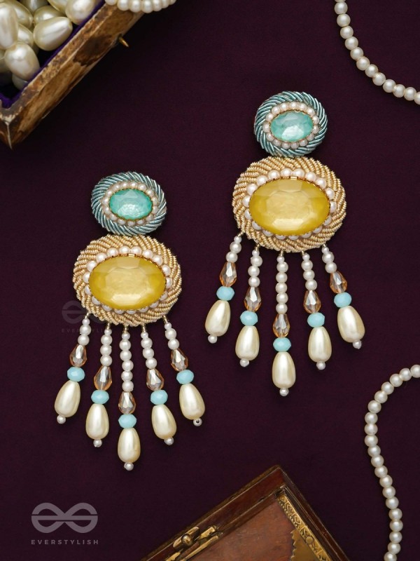 Ilvaka- The Celestial Enigma- Pearls and Stones Embroidered Earrings
