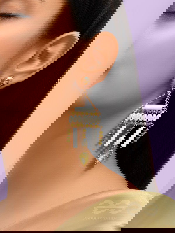 The Mayan Temple- Golden Embellished Earrings