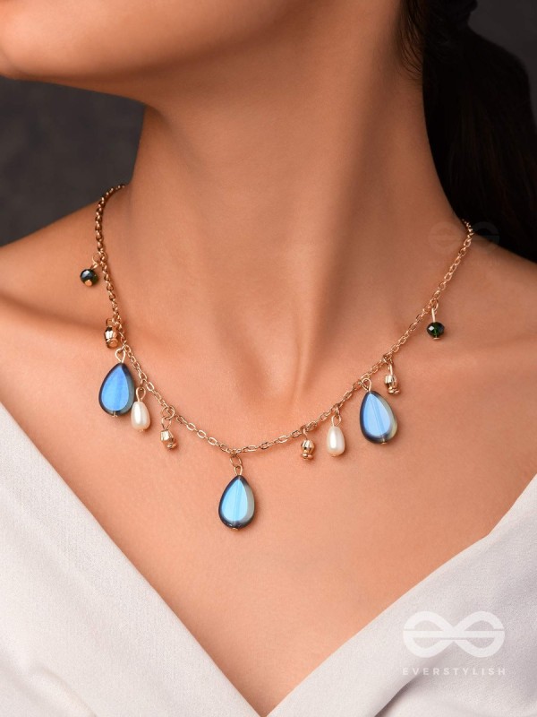 The Jade Oysters- Golden Embellished Necklace With Anti-Tarnish Coating 