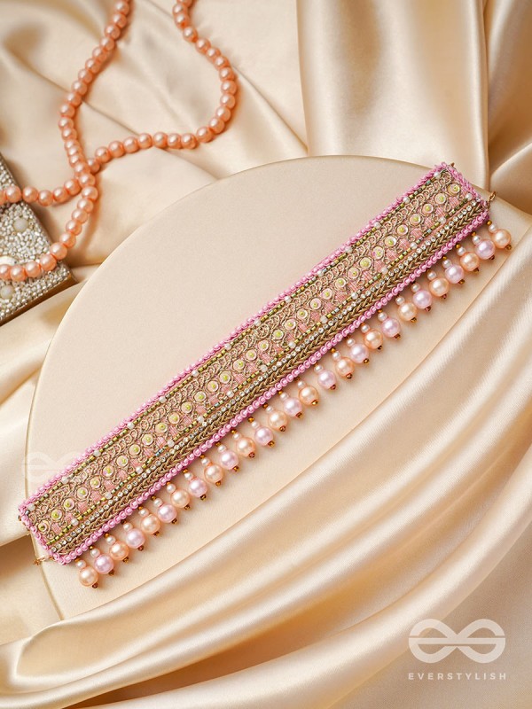 Architam- Beautifuly Decorated- Pearls, Lace and Sequins Embroidered Choker Necklace