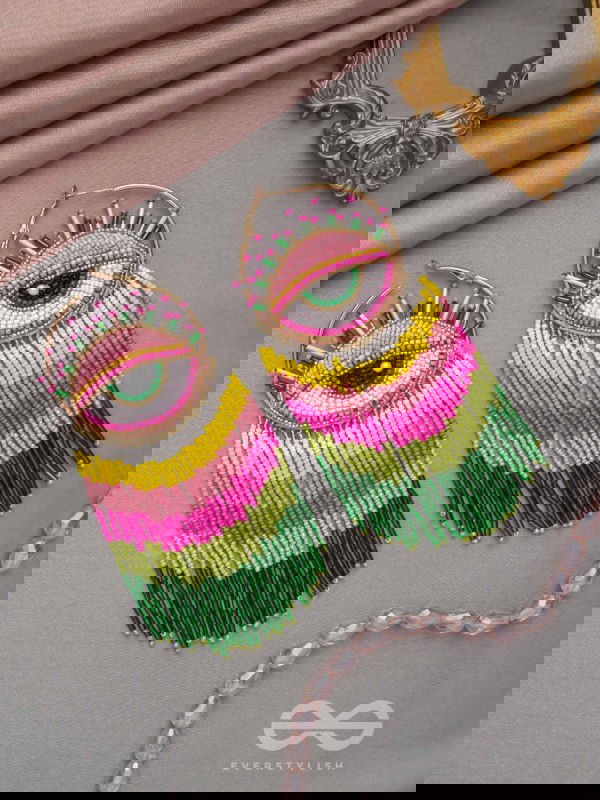 Preetimaya- Tears of Joy- Beads and Cutdana Embroidered Statement Earrings