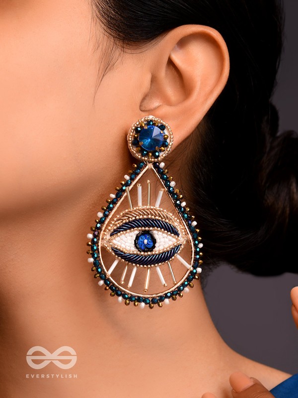 Tabhyam- The Beautiful Eyes- Stones, Sequins and Glass Beads Embroidered Statement Earrings