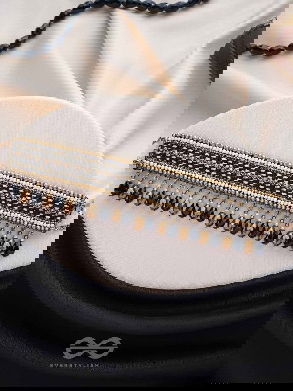 Nishakanta - The Beloved Of Night - Beads And Glass Drops Hand Embroidered Choker Neckpiece