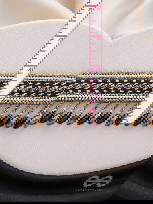 Nishakanta - The Beloved Of Night - Beads And Glass Drops Hand Embroidered Choker Neckpiece