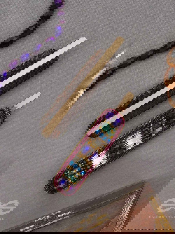 Amaanta- The Night Sky- Stones and Glass Beads Embroidered Hair Clips